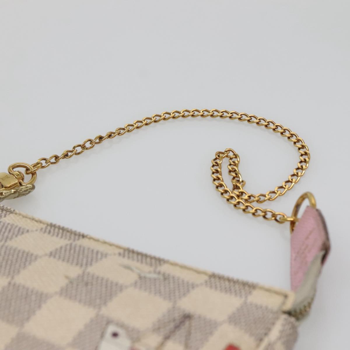 LOUIS VUITTON Damier Azur Mini Pochette Accessoires Pouch N41669 LV Auth 142332