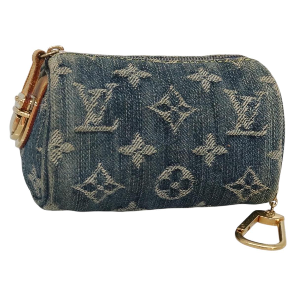 LOUIS VUITTON Monogram denim Trousse Speedy PM Pouch Blue M95082 LV Auth 142340