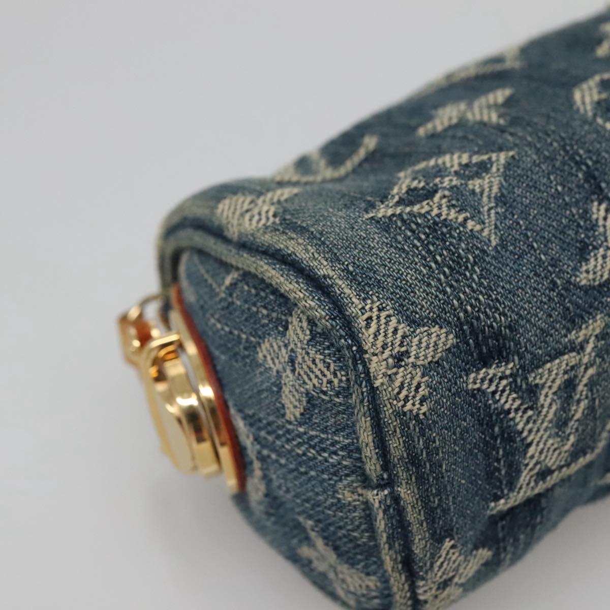 LOUIS VUITTON Monogram denim Trousse Speedy PM Pouch Blue M95082 LV Auth 142340