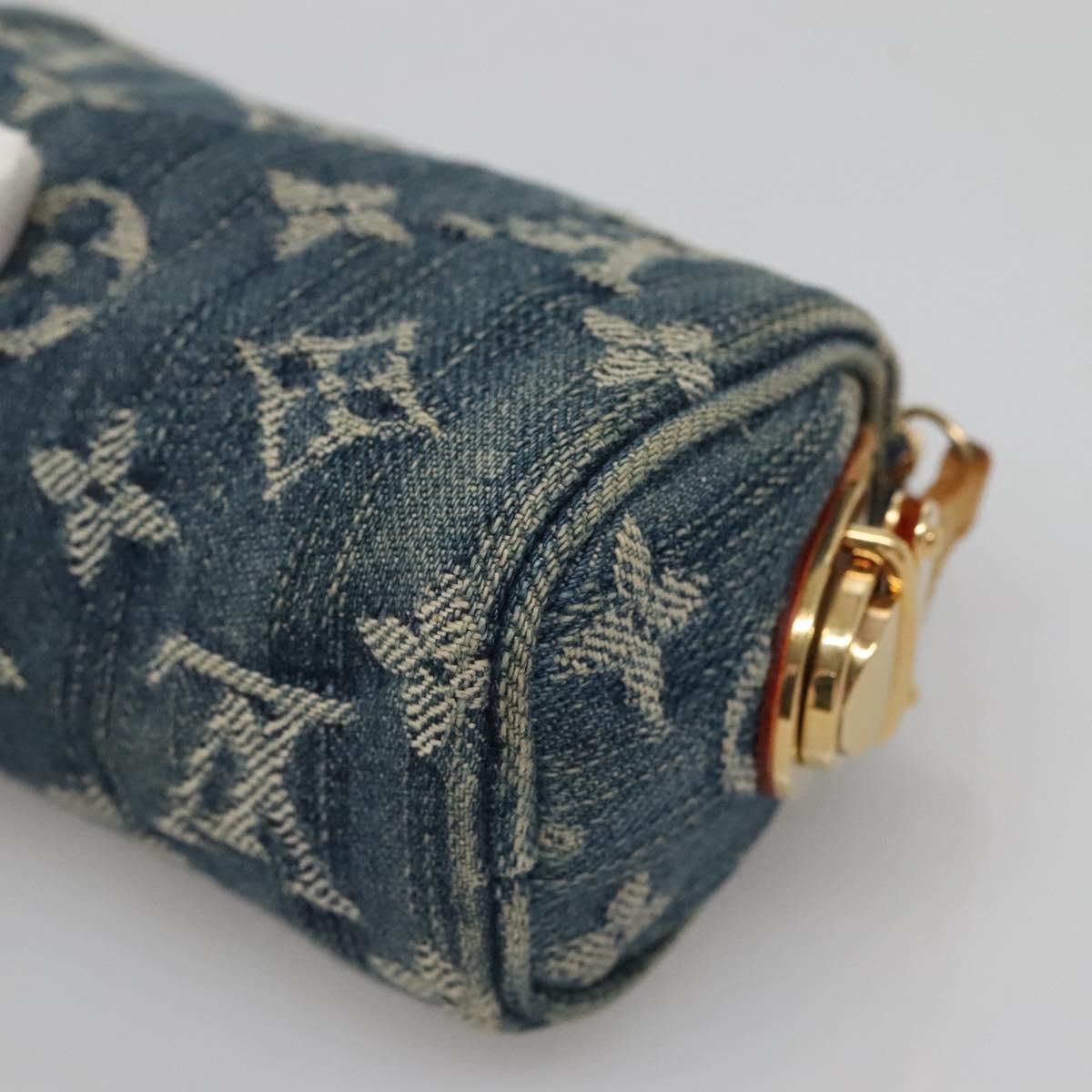 LOUIS VUITTON Monogram denim Trousse Speedy PM Pouch Blue M95082 LV Auth 142340