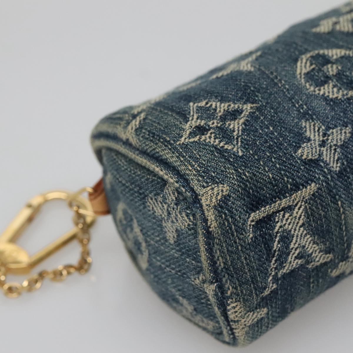 LOUIS VUITTON Monogram denim Trousse Speedy PM Pouch Blue M95082 LV Auth 142340