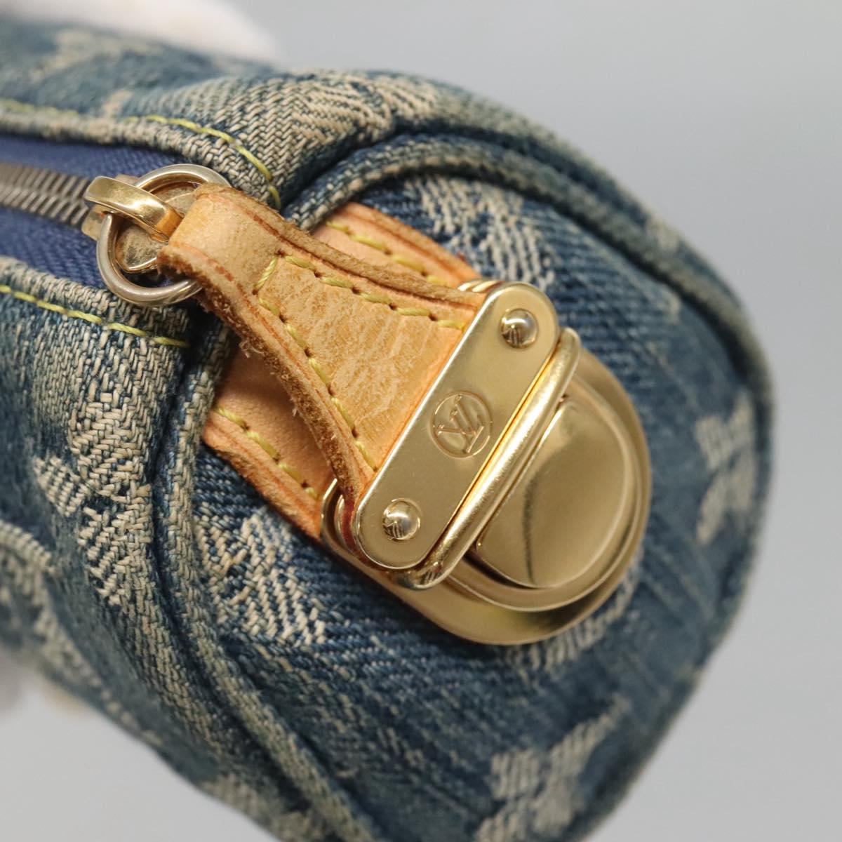 LOUIS VUITTON Monogram denim Trousse Speedy PM Pouch Blue M95082 LV Auth 142340