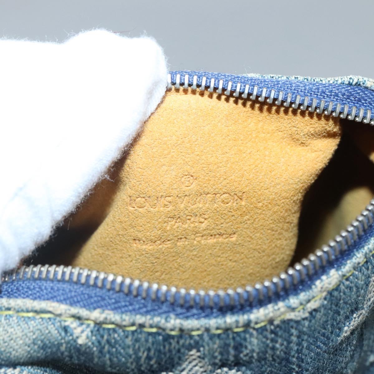 LOUIS VUITTON Monogram denim Trousse Speedy PM Pouch Blue M95082 LV Auth 142340
