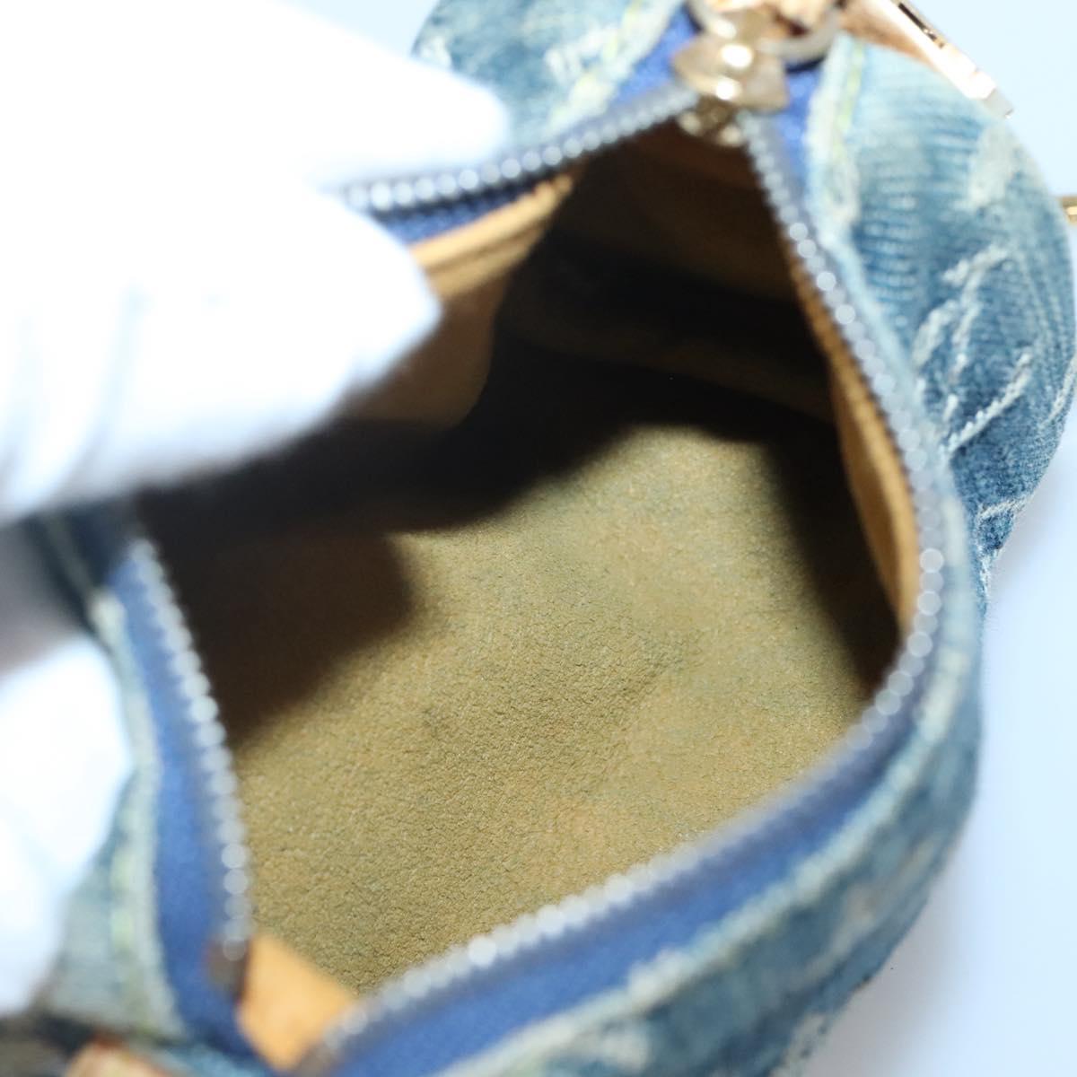 LOUIS VUITTON Monogram denim Trousse Speedy PM Pouch Blue M95082 LV Auth 142340