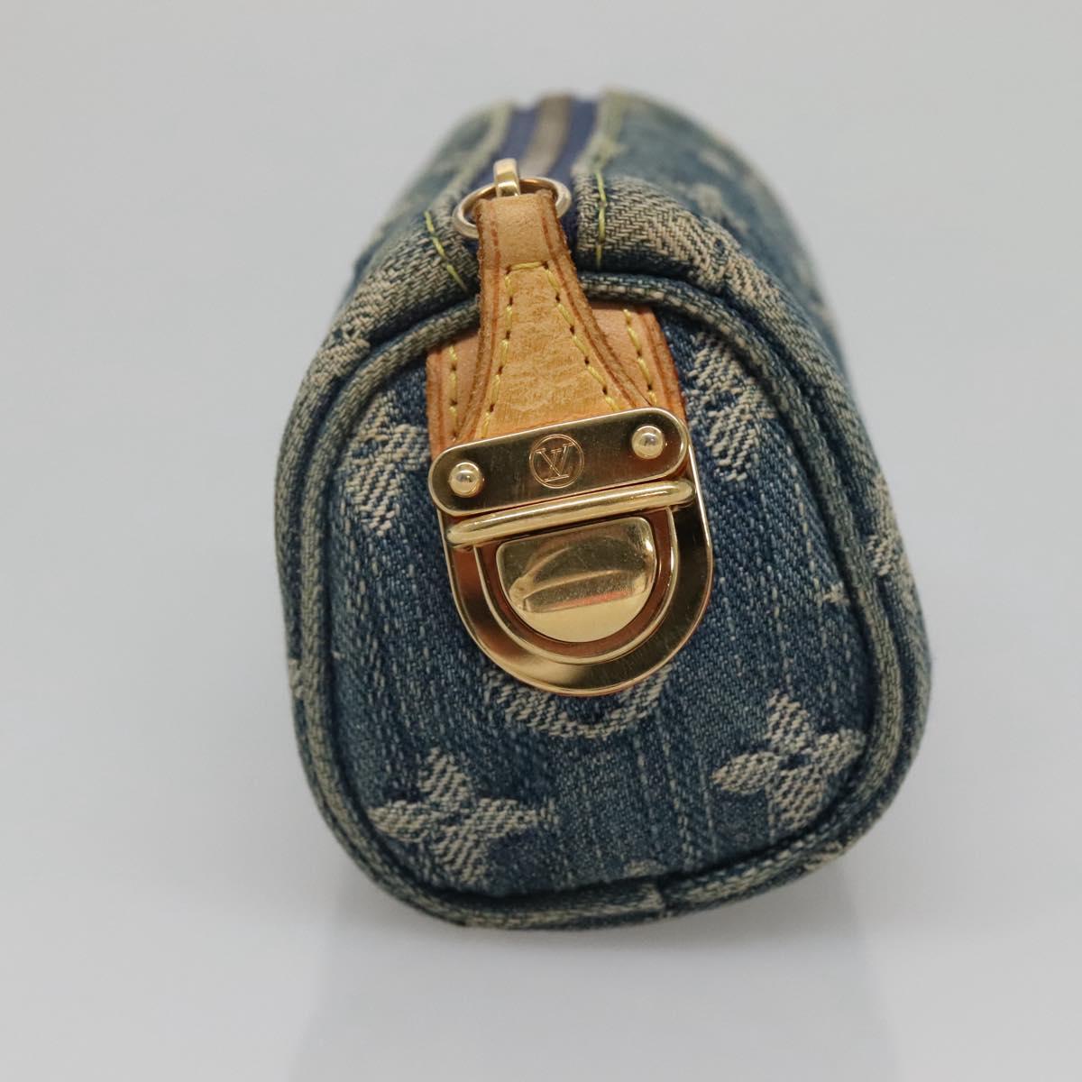 LOUIS VUITTON Monogram denim Trousse Speedy PM Pouch Blue M95082 LV Auth 142340