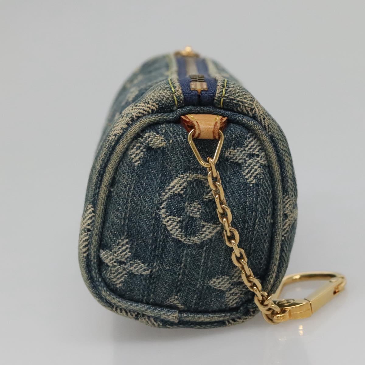 LOUIS VUITTON Monogram denim Trousse Speedy PM Pouch Blue M95082 LV Auth 142340