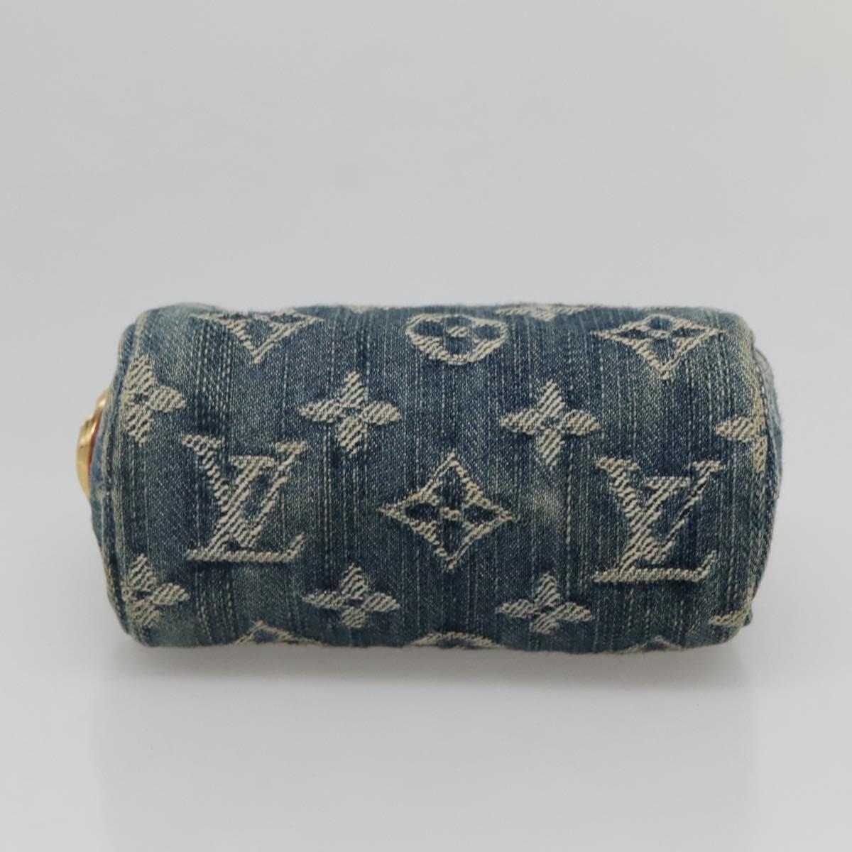 LOUIS VUITTON Monogram denim Trousse Speedy PM Pouch Blue M95082 LV Auth 142340