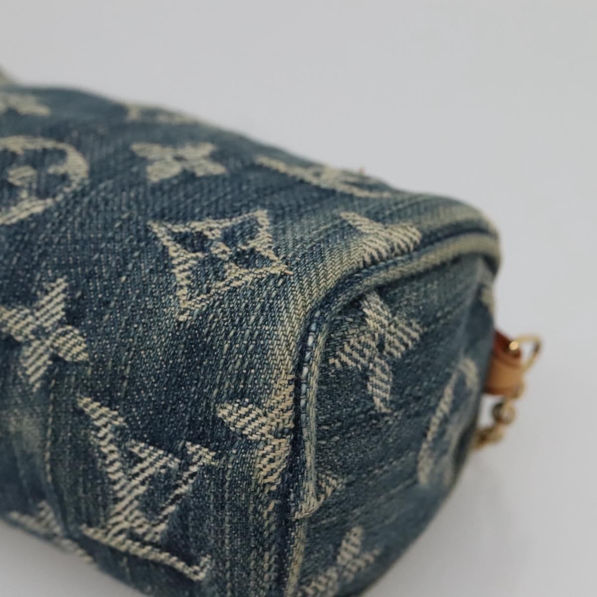 LOUIS VUITTON Monogram denim Trousse Speedy PM Pouch Blue M95082 LV Auth 142340