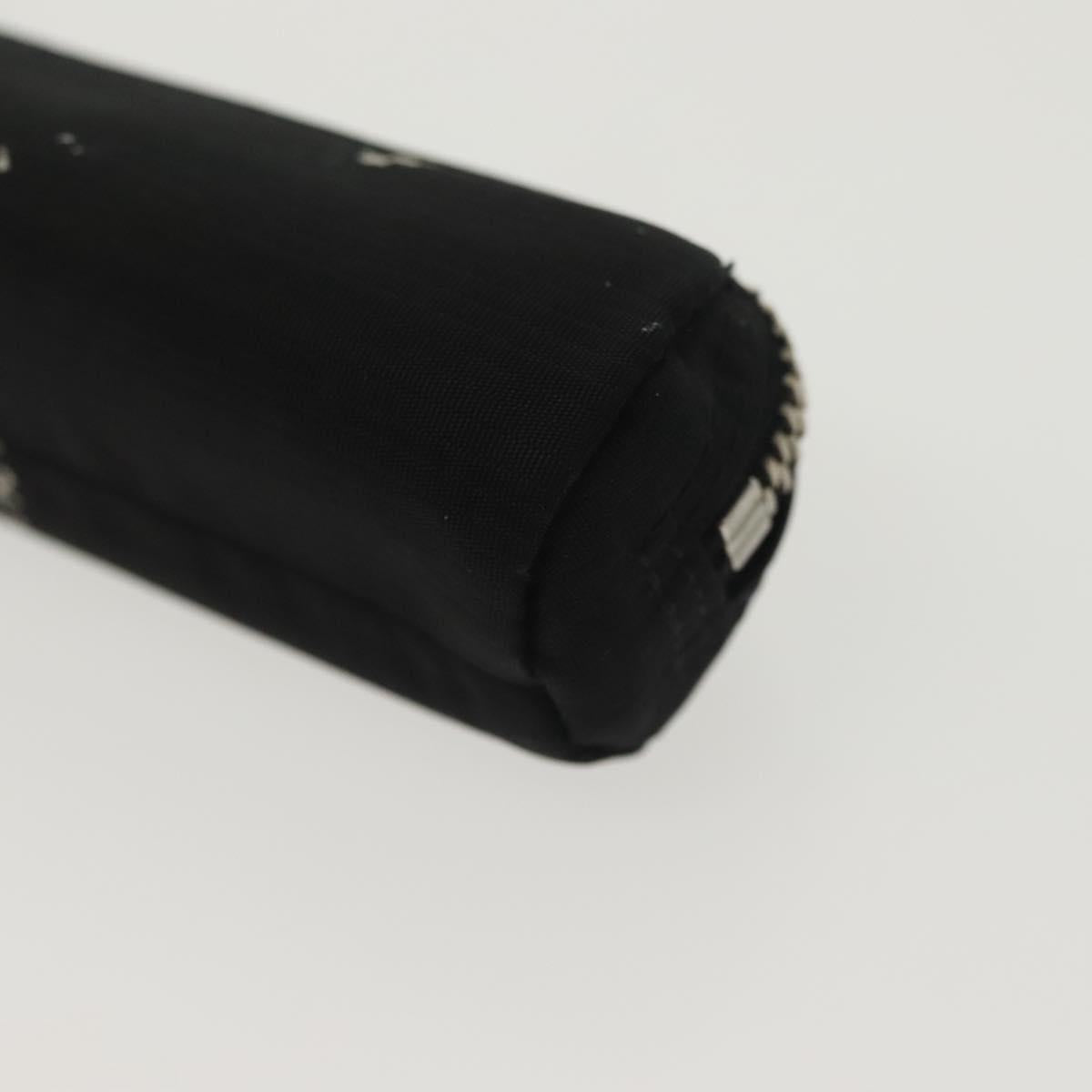 CHANEL Travel Line Pen Case Nylon Black Silver CC Auth 142341