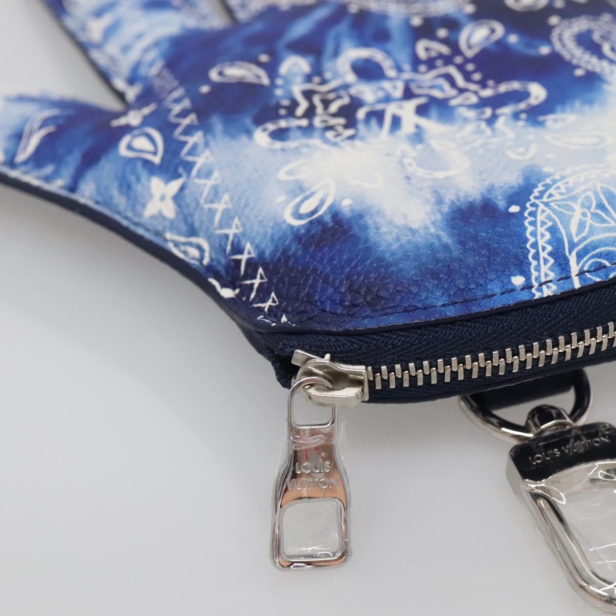 LOUIS VUITTON Monogram Bandana HIGH 5 Pouch White Blue M81410 LV Auth 142343M