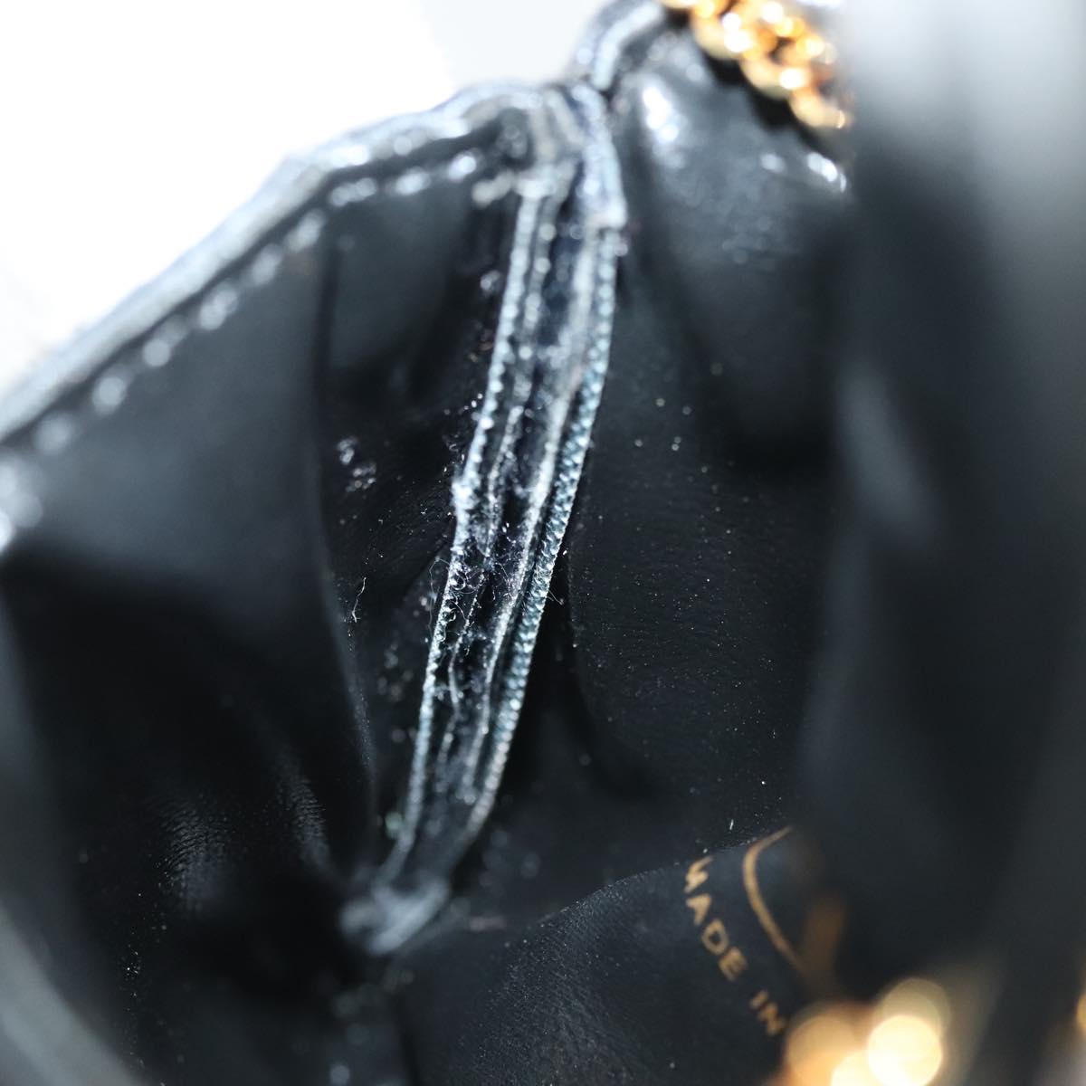 CHANEL Matelasse Chain Pouch Satin Black Gold CC Auth 142346