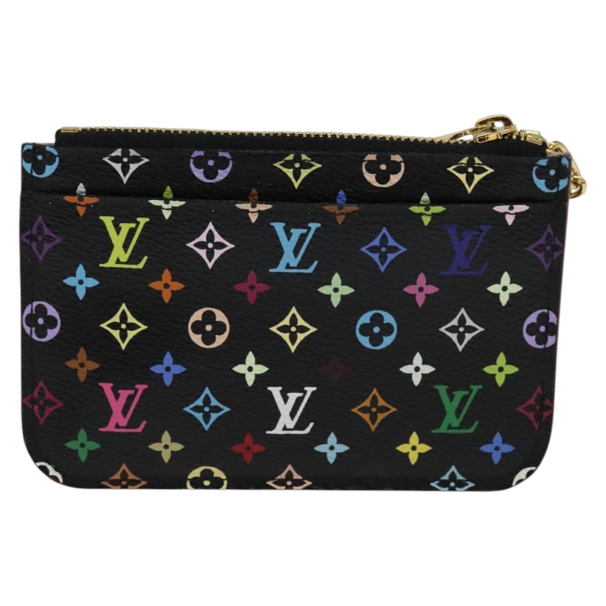 LOUIS VUITTON Multicolor Pochette ClesNM Coin Purse Black M60279 LV Auth 142349