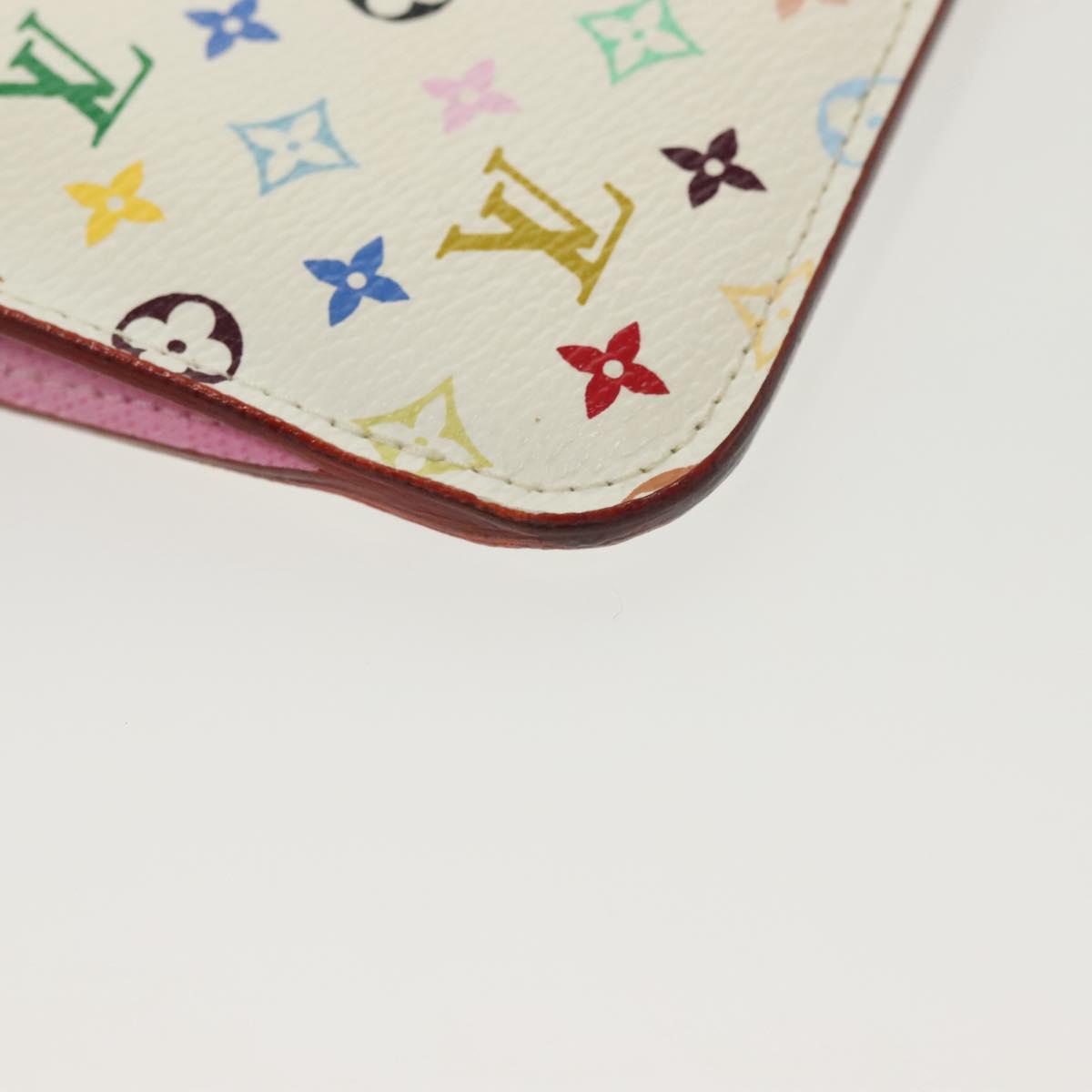 LOUIS VUITTON Multicolor Pochette Cles NM Coin Purse White M93734 LV Auth 142352