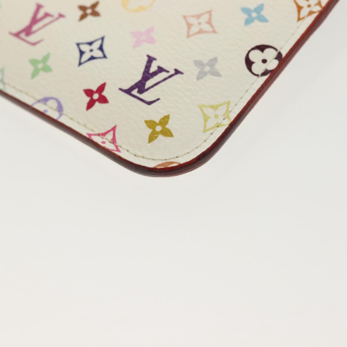 LOUIS VUITTON Multicolor Pochette Cles NM Coin Purse White M93734 LV Auth 142352