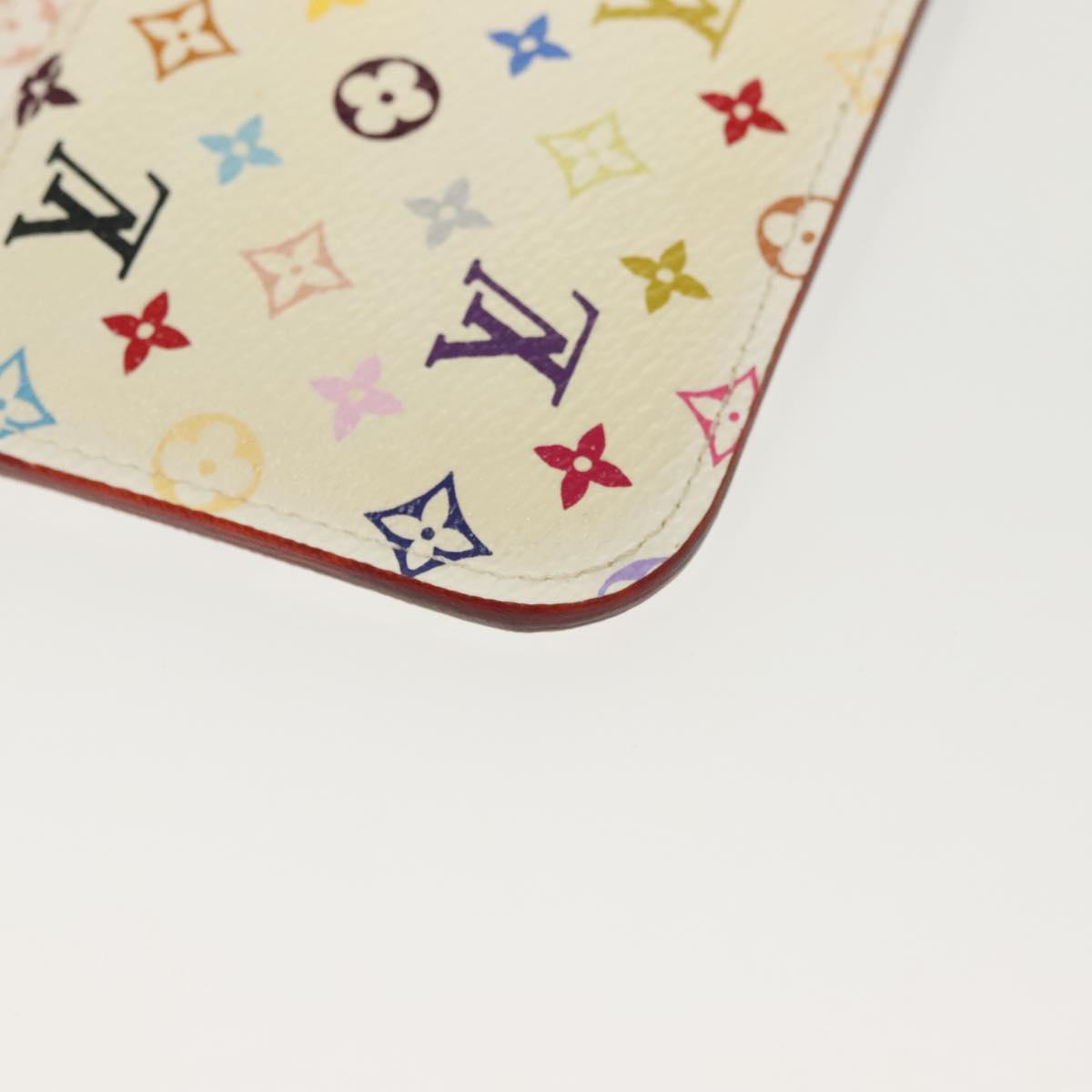 LOUIS VUITTON Multicolor Pochette Cles NM Coin Purse White M93734 LV Auth 142352