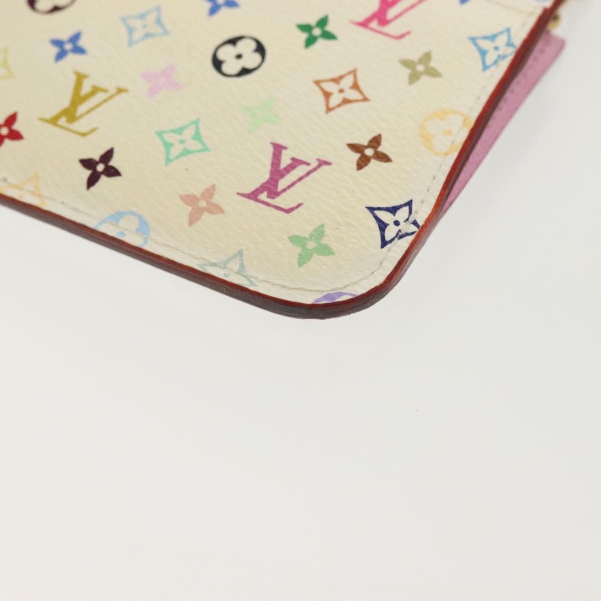 LOUIS VUITTON Multicolor Pochette Cles NM Coin Purse White M93734 LV Auth 142352