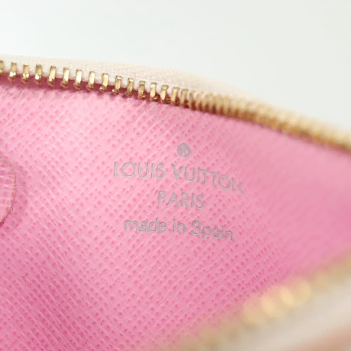 LOUIS VUITTON Multicolor Pochette Cles NM Coin Purse White M93734 LV Auth 142352