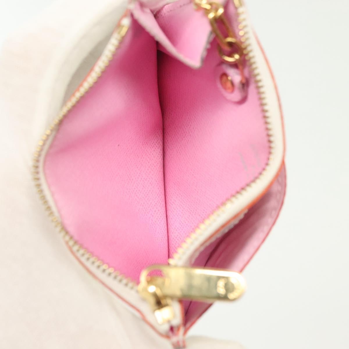 LOUIS VUITTON Multicolor Pochette Cles NM Coin Purse White M93734 LV Auth 142352