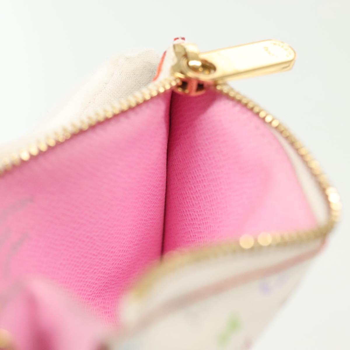 LOUIS VUITTON Multicolor Pochette Cles NM Coin Purse White M93734 LV Auth 142352