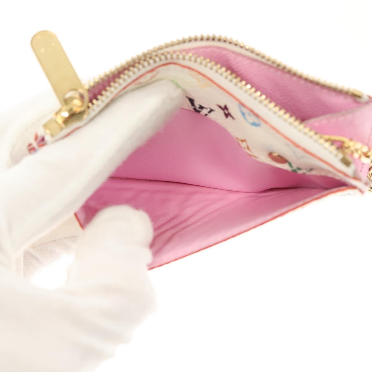 LOUIS VUITTON Multicolor Pochette Cles NM Coin Purse White M93734 LV Auth 142352