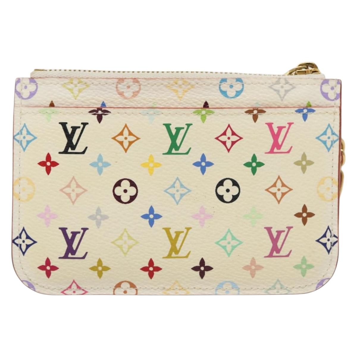 LOUIS VUITTON Multicolor Pochette Cles NM Coin Purse White M93734 LV Auth 142352