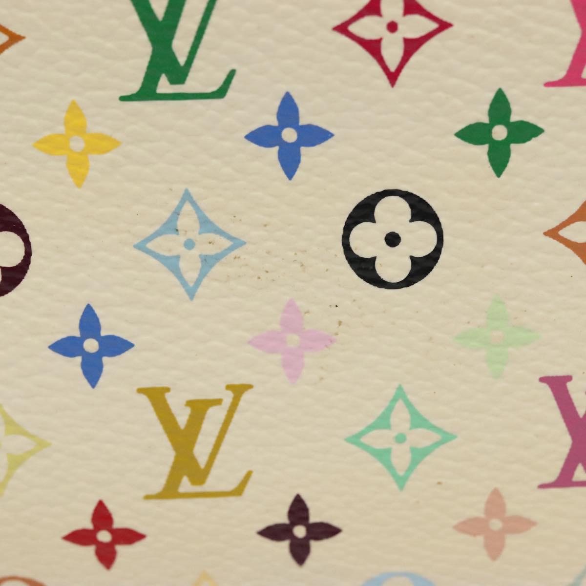 LOUIS VUITTON Multicolor Pochette Cles NM Coin Purse White M93734 LV Auth 142352
