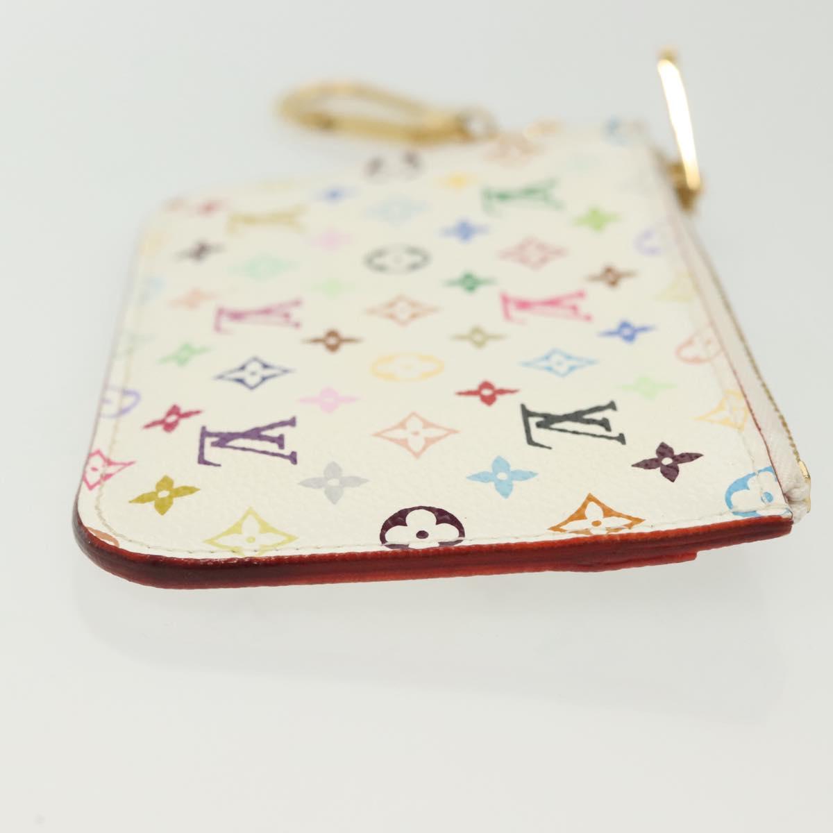 LOUIS VUITTON Multicolor Pochette Cles NM Coin Purse White M93734 LV Auth 142352