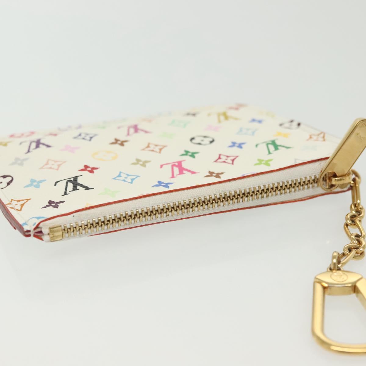 LOUIS VUITTON Multicolor Pochette Cles NM Coin Purse White M93734 LV Auth 142352