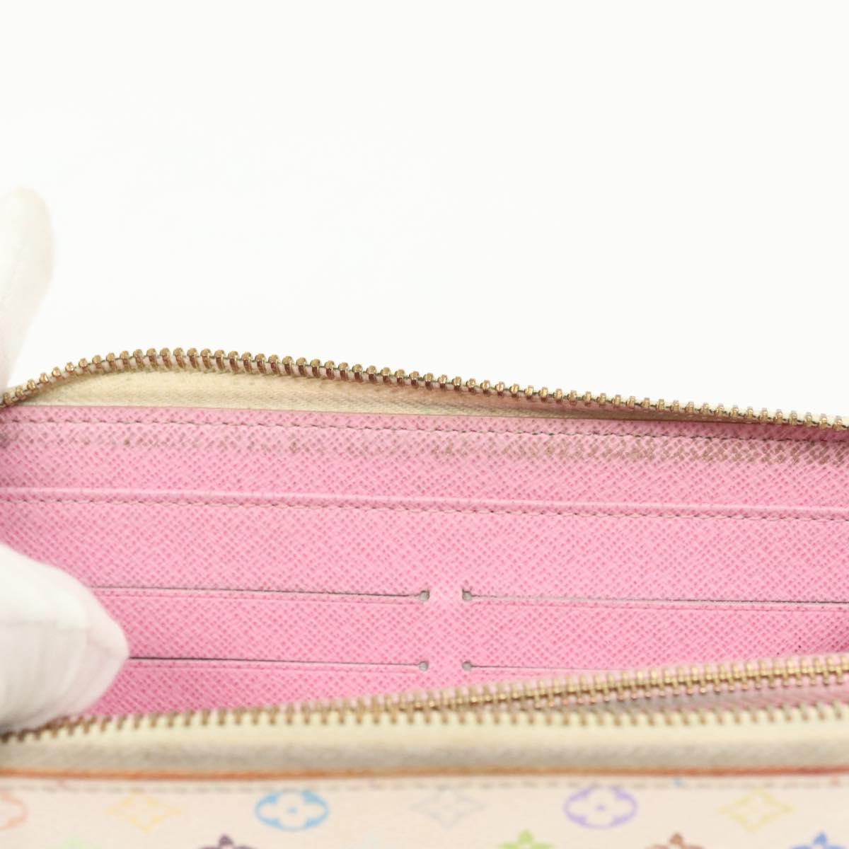 LOUIS VUITTON Monogram Multicolor Zippy Wallet Wallet White M60241 Auth 142357