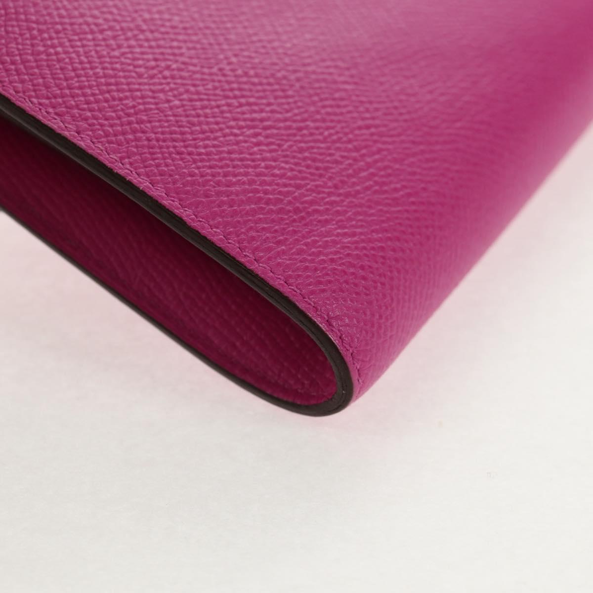 HERMES Constance Compact Wallet Leather Purple pink Auth 142362M