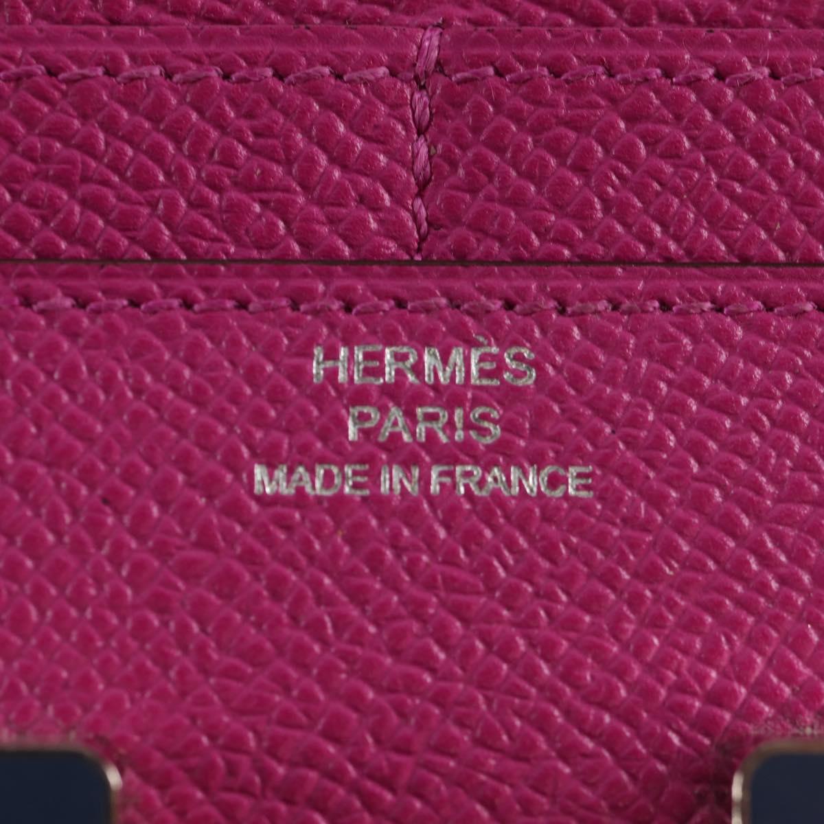 HERMES Constance Compact Wallet Leather Purple pink Auth 142362SAM