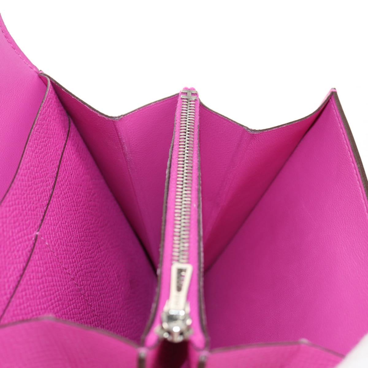 HERMES Constance Compact Wallet Leather Purple pink Auth 142362M