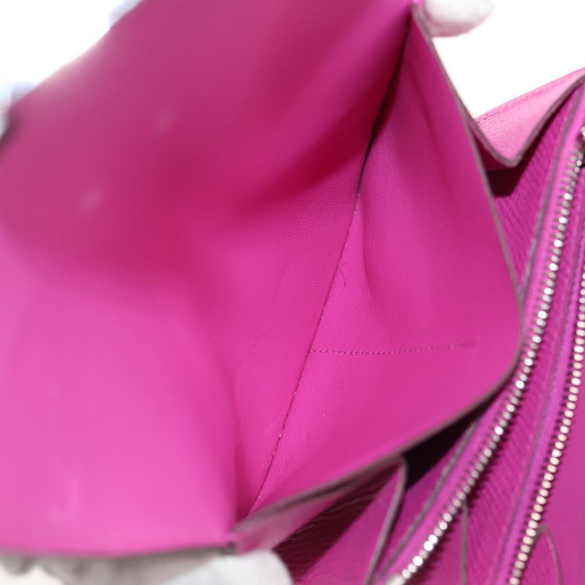 HERMES Constance Compact Wallet Leather Purple pink Auth 142362M