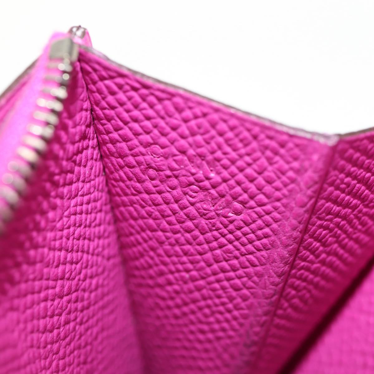 HERMES Constance Compact Wallet Leather Purple pink Auth 142362M
