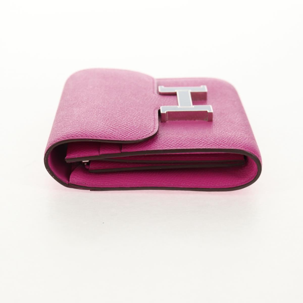 HERMES Constance Compact Wallet Leather Purple pink Auth 142362SAM