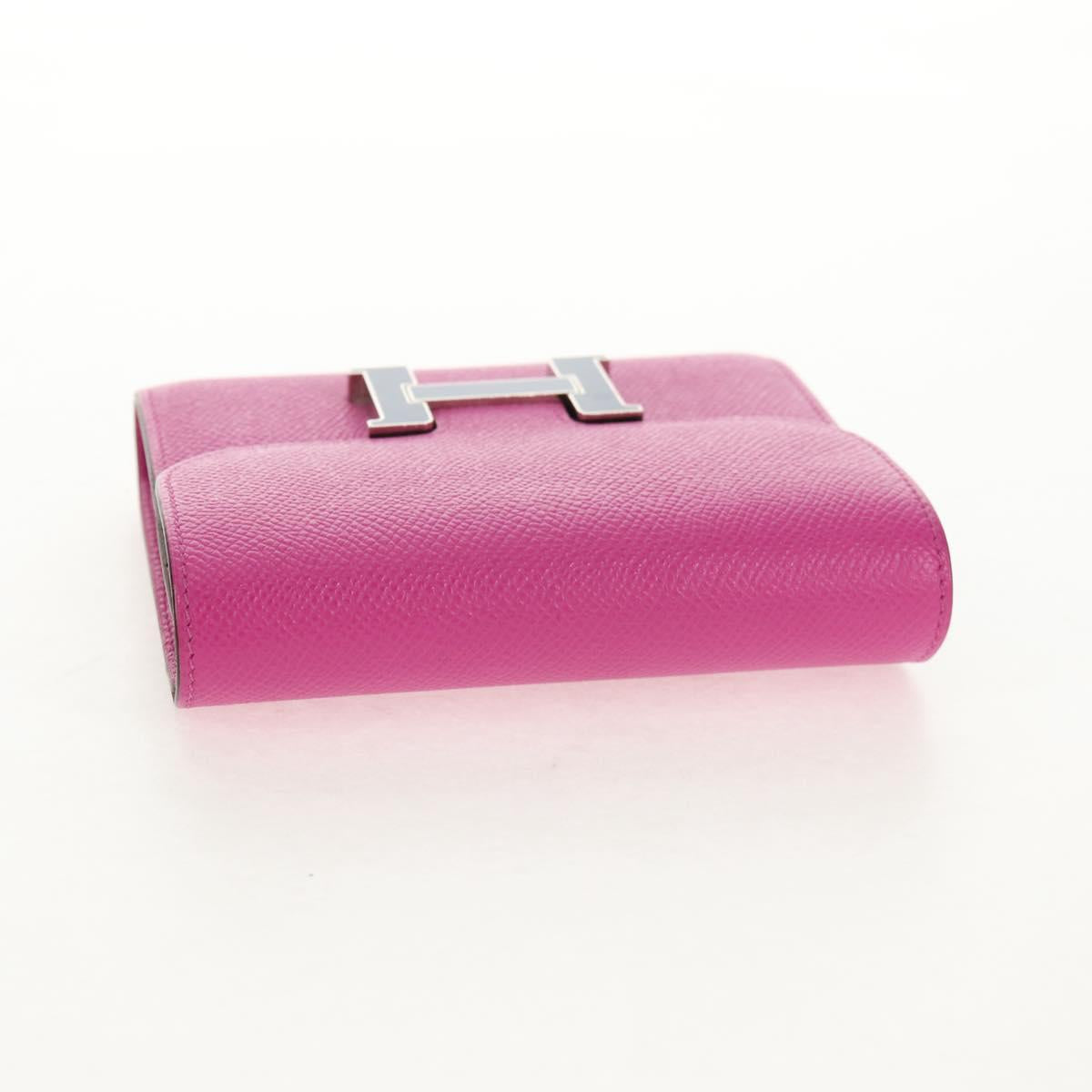 HERMES Constance Compact Wallet Leather Purple pink Auth 142362SAM