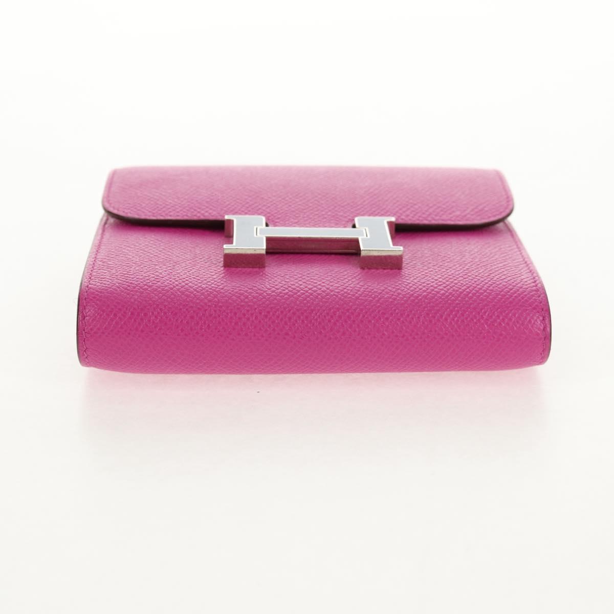HERMES Constance Compact Wallet Leather Purple pink Auth 142362M
