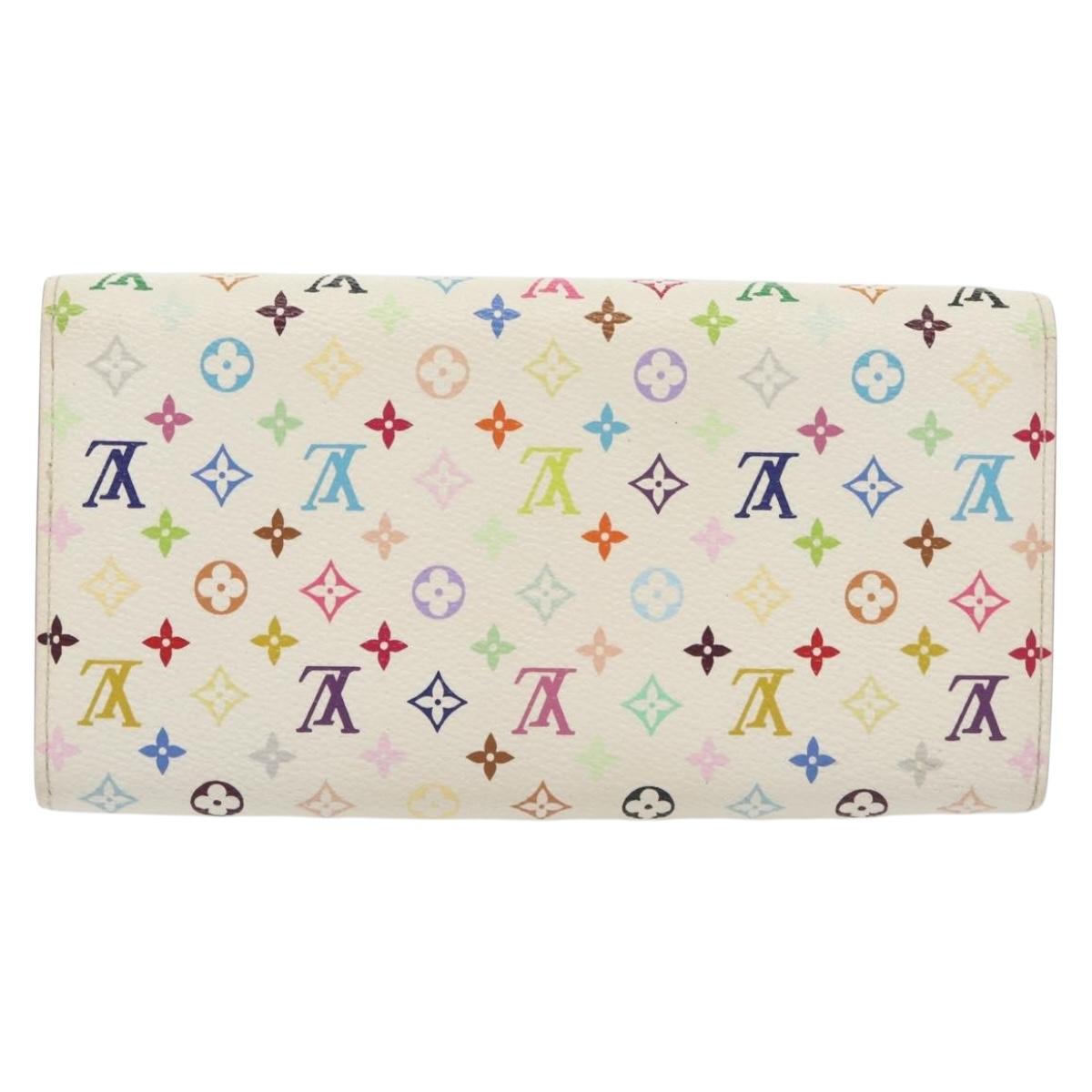 LOUIS VUITTON Multicolor Portefeuille Sarah Wallet White M93532 LV Auth 142372
