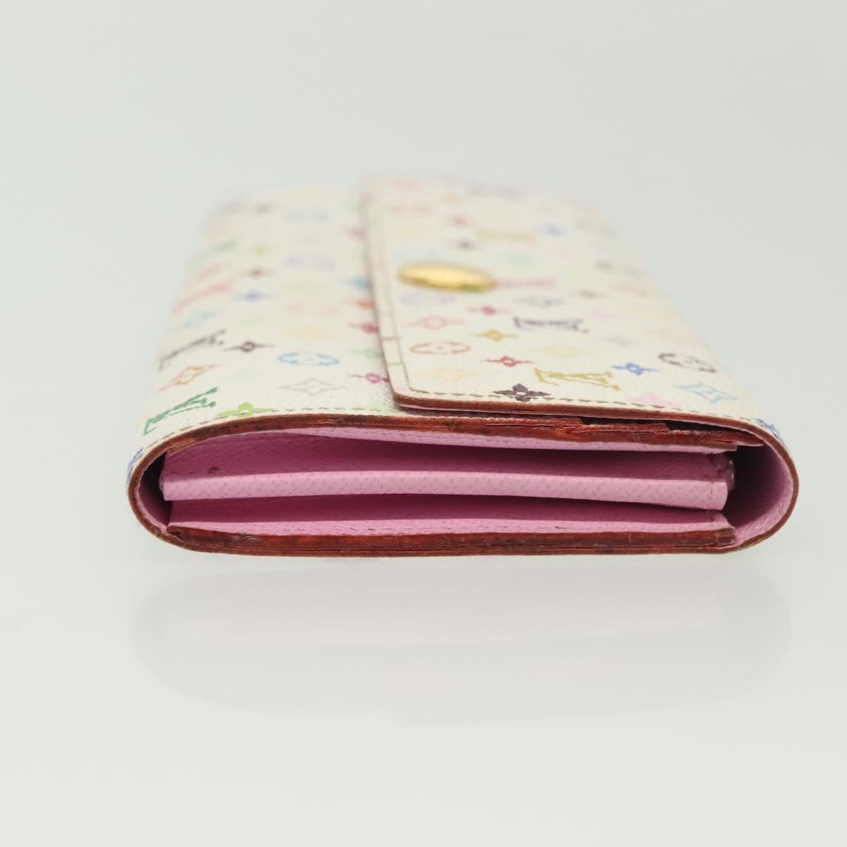 LOUIS VUITTON Multicolor Portefeuille Sarah Wallet White M93532 LV Auth 142372
