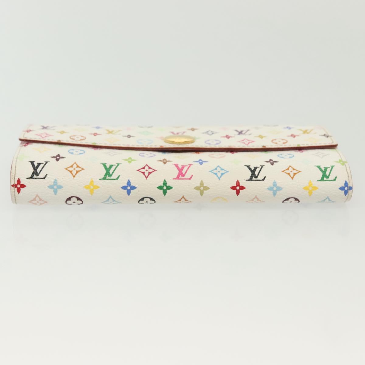 LOUIS VUITTON Multicolor Portefeuille Sarah Wallet White M93532 LV Auth 142372