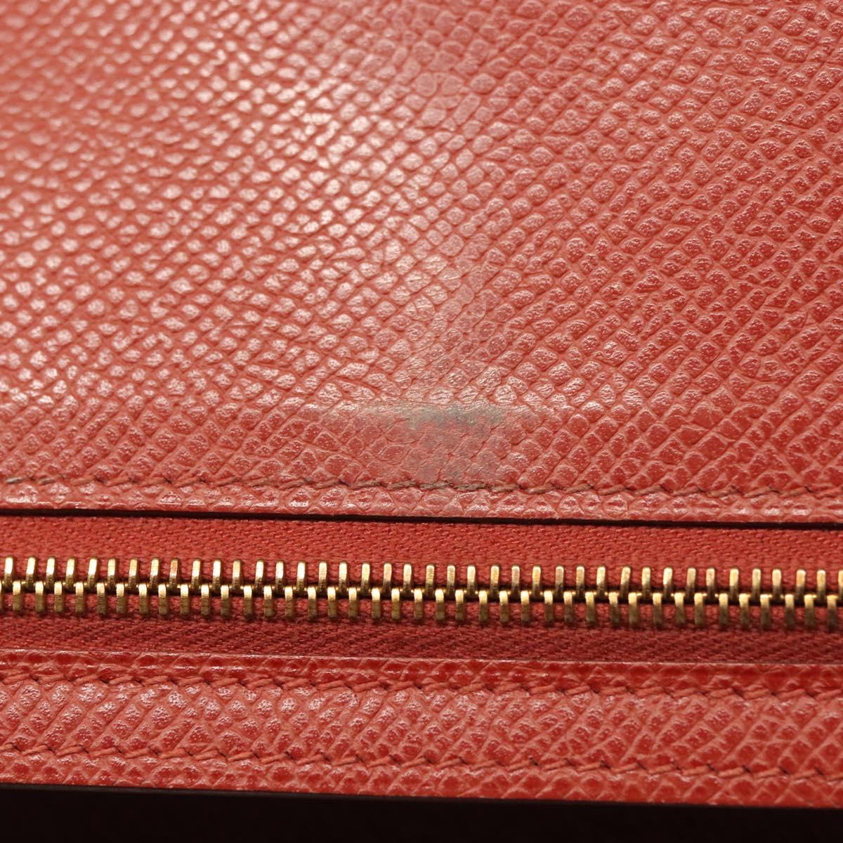 HERMES Beansufla Wallet Leather Brown Gold Auth 142375