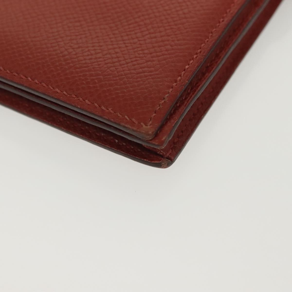 HERMES Beansufla Wallet Leather Brown Gold Auth 142375