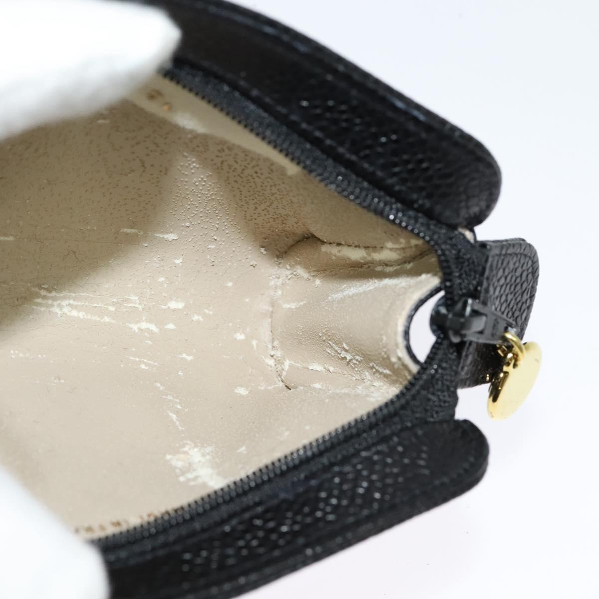 CHANEL Pouch Caviar Skin Black Gold CC Auth 142376