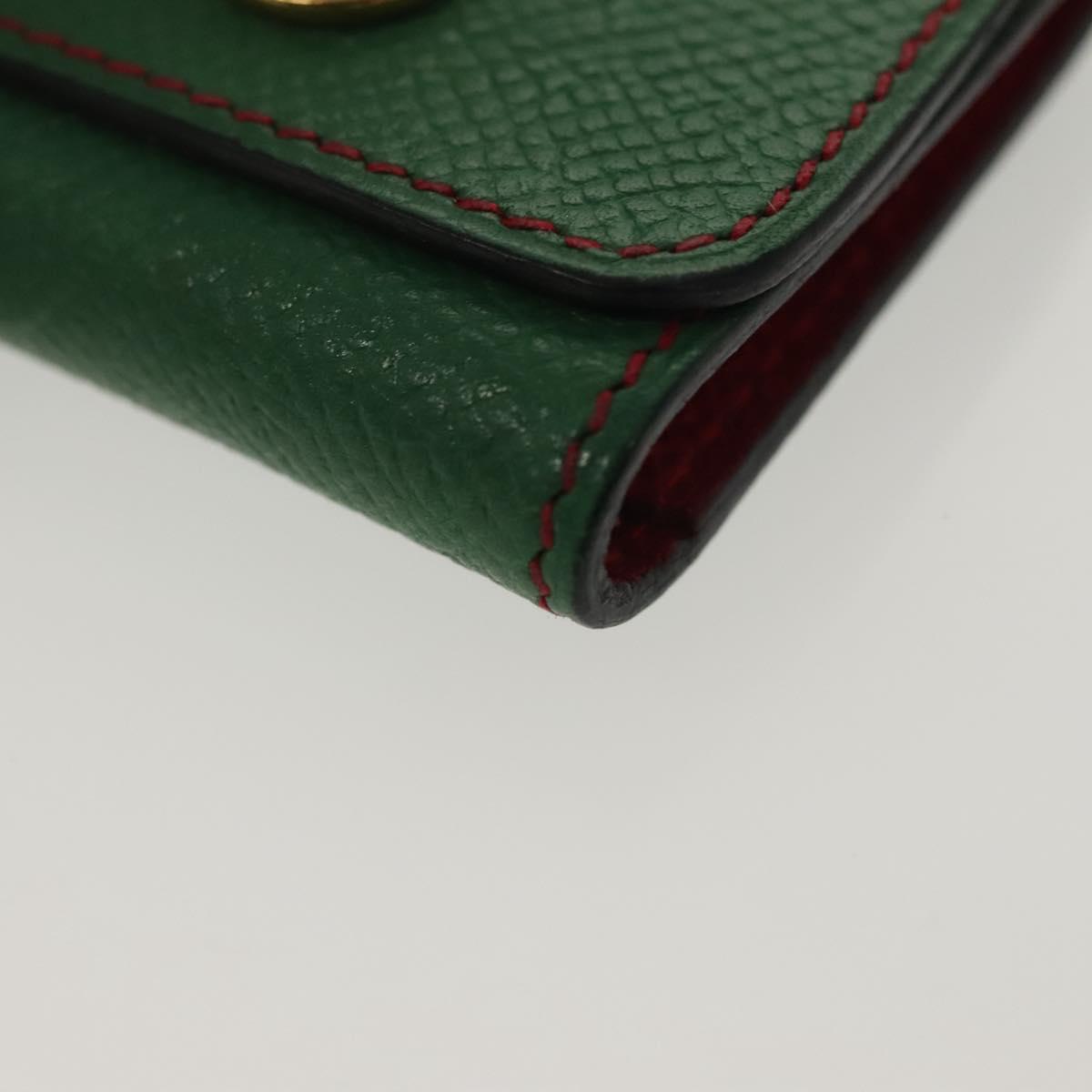 HERMES Post-it Cover Leather Green Gold Auth 142382