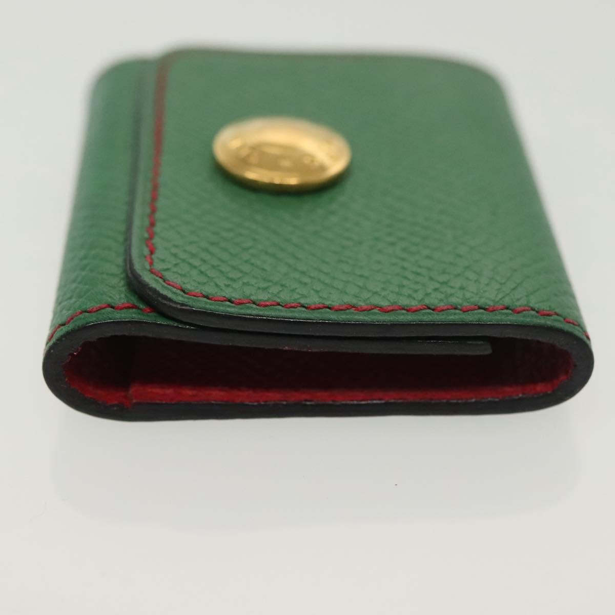 HERMES Post-it Cover Leather Green Gold Auth 142382