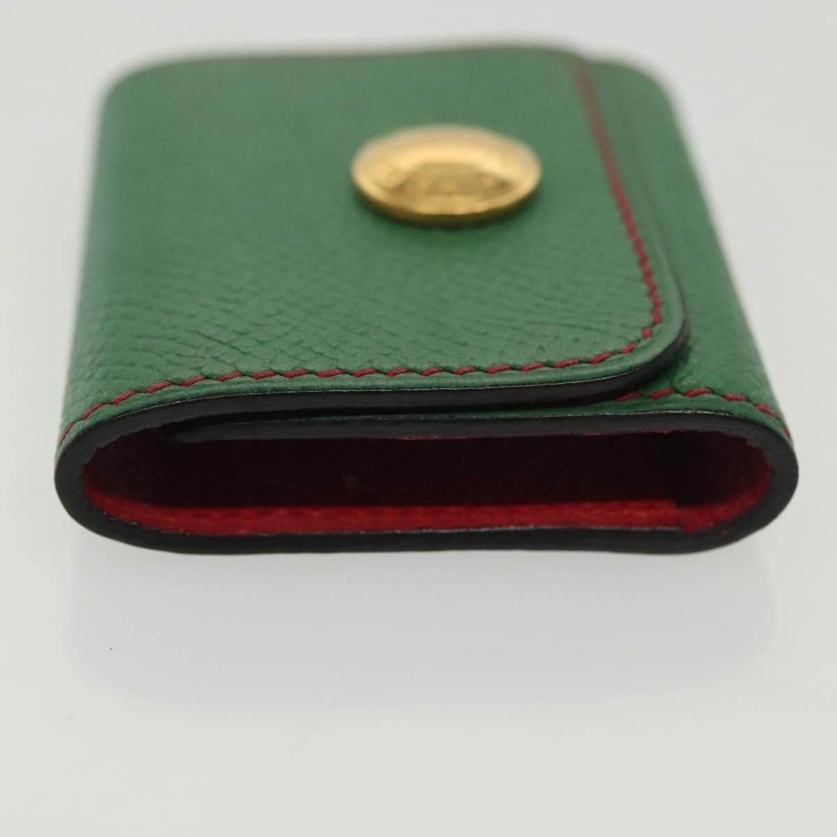 HERMES Post-it Cover Leather Green Gold Auth 142382