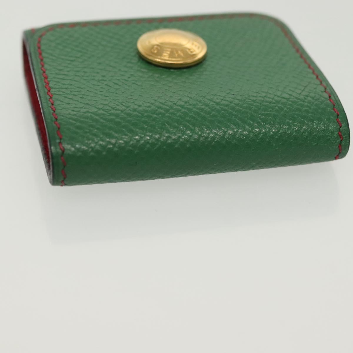 HERMES Post-it Cover Leather Green Gold Auth 142382