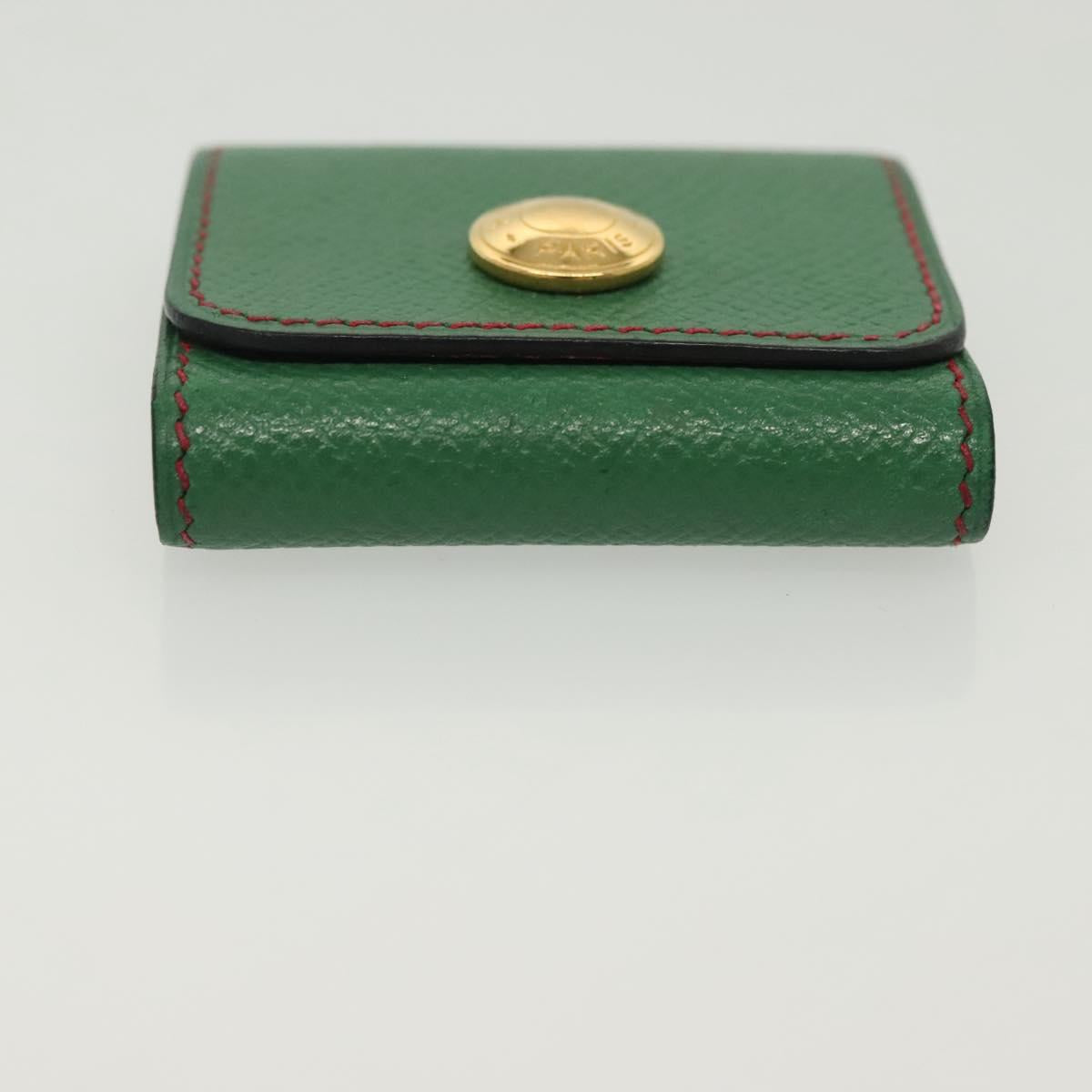 HERMES Post-it Cover Leather Green Gold Auth 142382