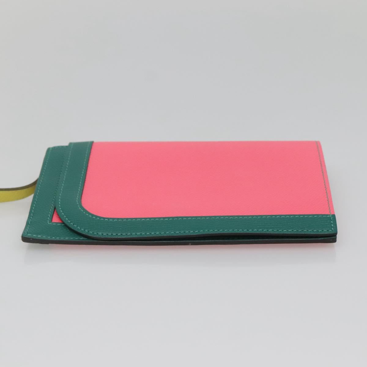 HERMES Camille Long Wallet Leather Pink Silver Auth 142388M