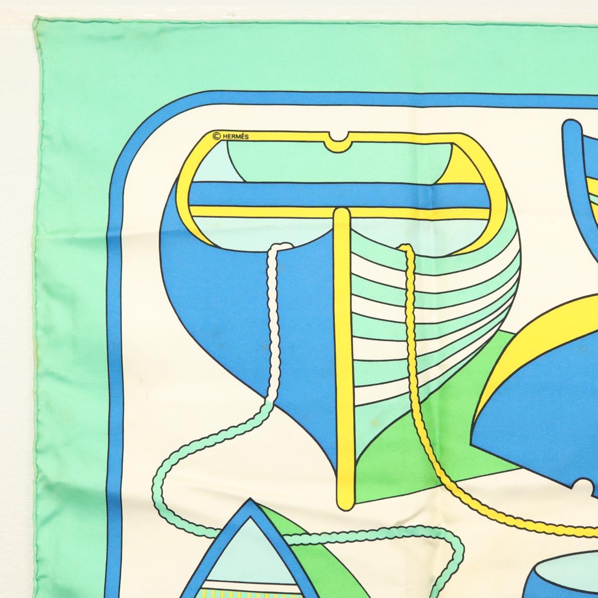 HERMES Carre 90 Scarf ""THALASSA"" Silk Green Auth 142398